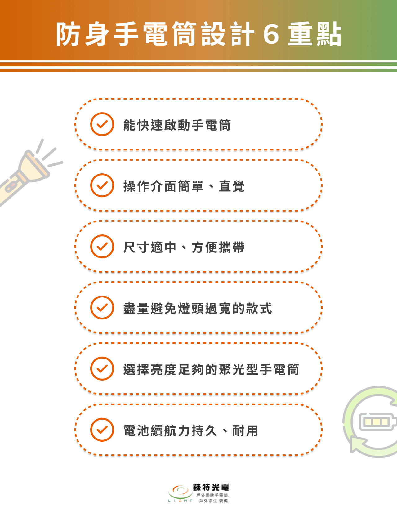 防身手電筒設計 6 重點