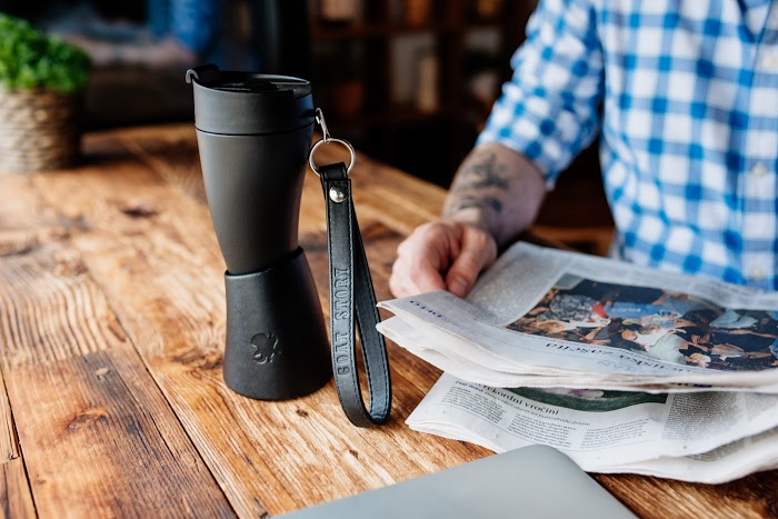 羊角杯 470ml/16oz pu皮 (棕色) - 灵感品物