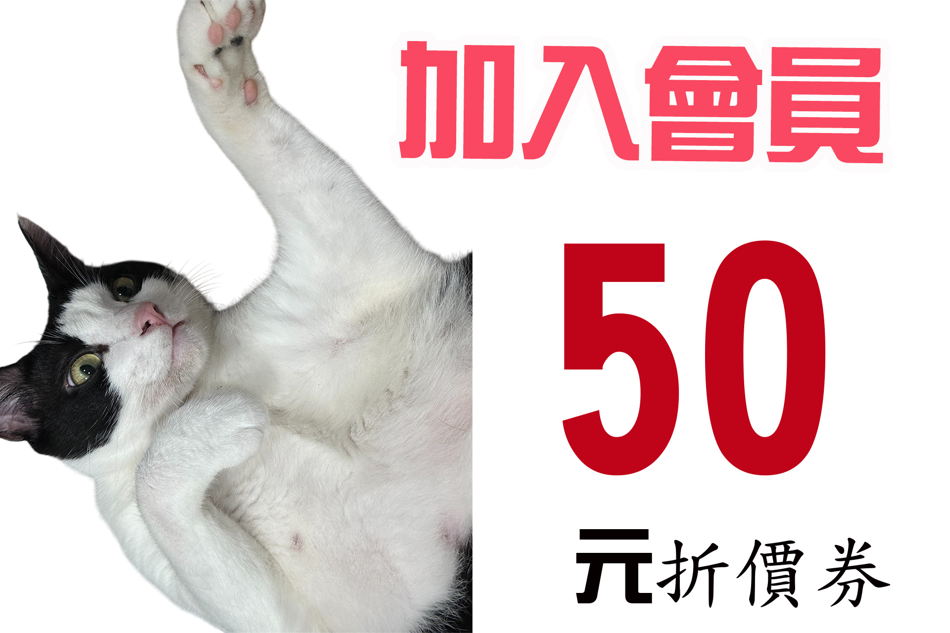 加入會員立刻獲得50元折價券