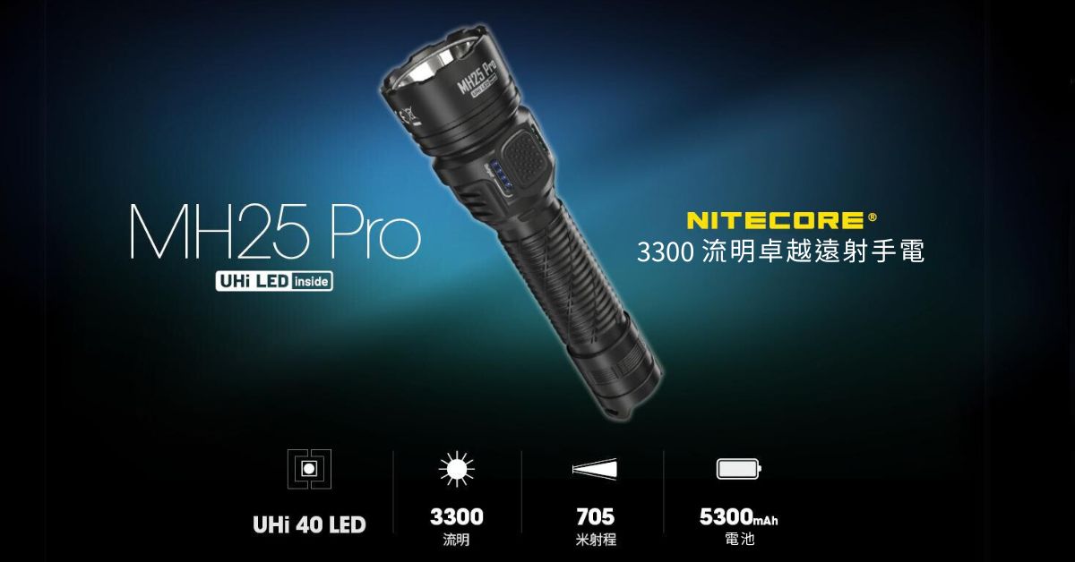 【NITECORE】MH25 PRO 3300流明 705米 高亮遠射手電筒 TYPE-C 雙模式