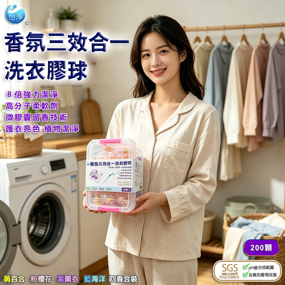 SGS認證 三效合一洗衣膠球 四香合裝 100顆