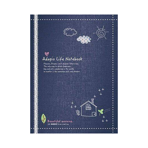 美加美 16K平裝筆記緩慢生活-牛仔(橫線) 10本 / 包 AF1079