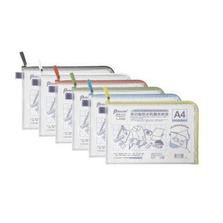 尚禹 L型 A4 多功能 收納袋 網狀 12個/包 顏色隨機出貨 L-A400