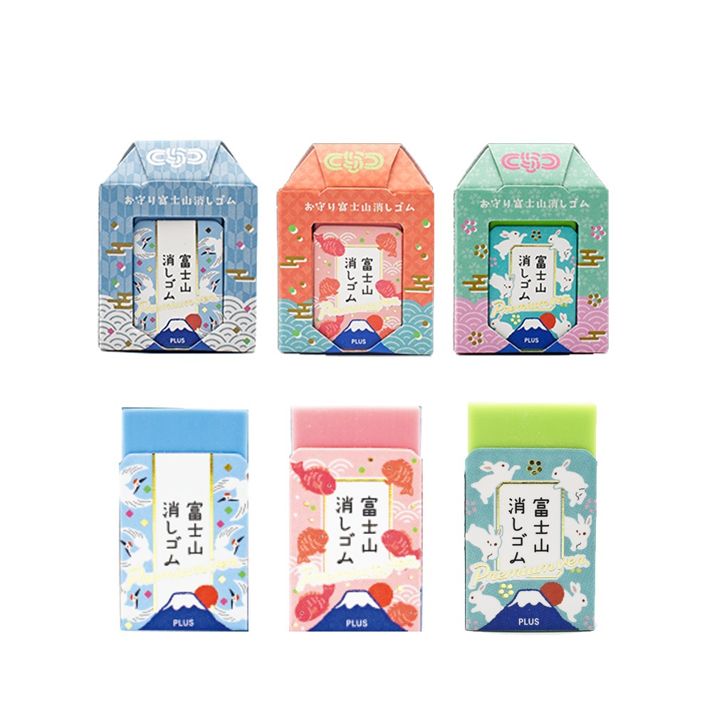 PLUS 普樂士 御守富士山橡皮擦 鶴/魚 /個 T36-519-1/T36-519-2/T36-519-3