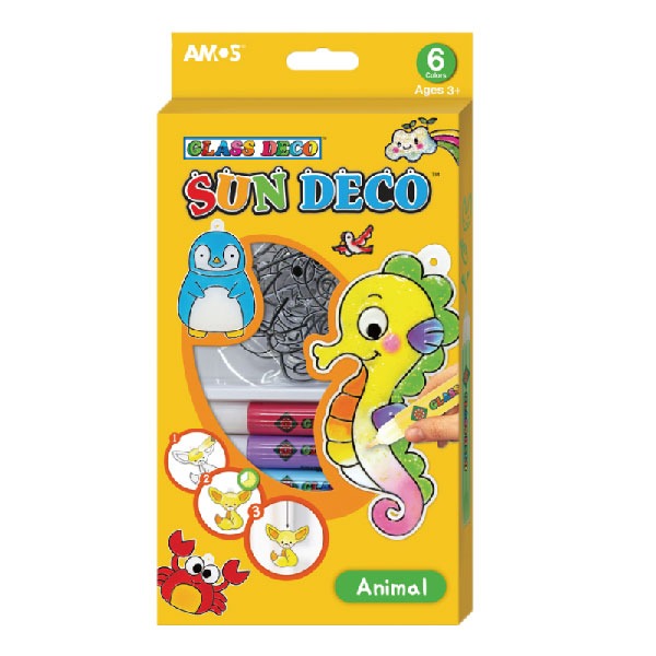 AMOS 阿摩斯 韓國原裝  6色 動物 主題 吊飾 玻璃彩繪 膠 / 組 SD10P6-A