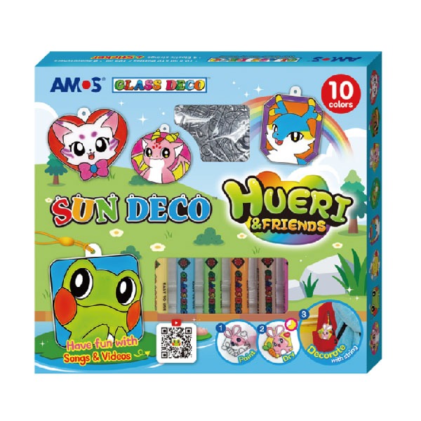 AMOS 阿摩斯 韓國原裝 10色 HUERI&FRIEND 壓克力 模型板 DIY 玻璃彩繪組 / 組 SD10P10-H
