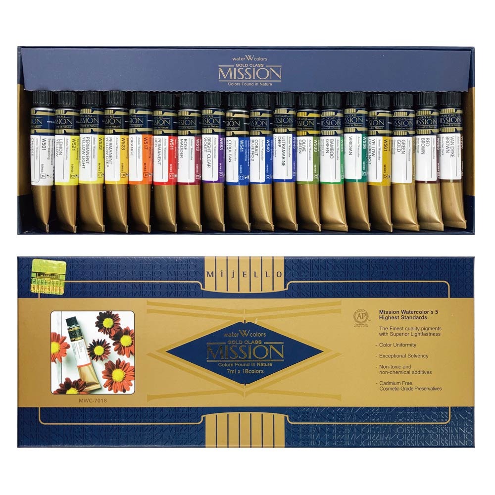 【Mission】金級 水彩 7ml  18色 /組 MWC-7018