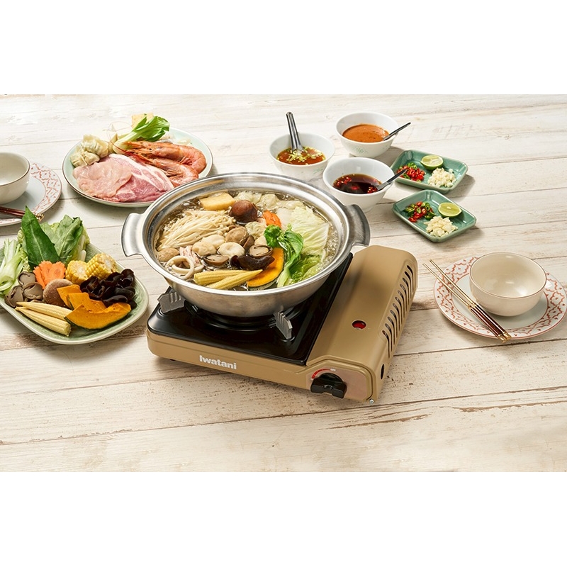 日本 Iwatani岩谷 磁吸式 防風 瓦斯爐 3.0kw 香檳金 附外盒 / 台 CB-VT-1