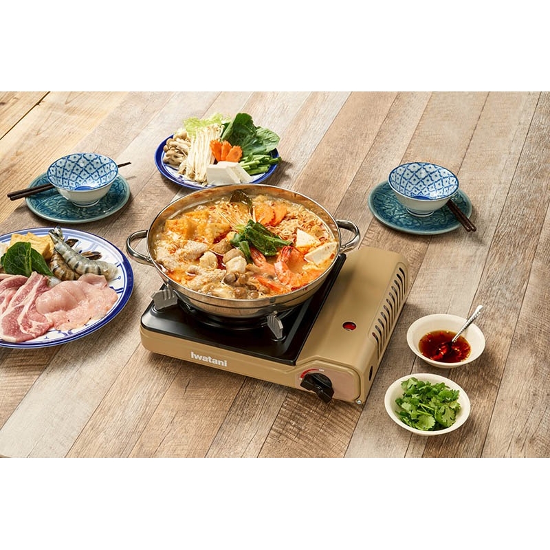 日本 Iwatani岩谷 磁吸式 防風 瓦斯爐 3.0kw 香檳金 附外盒 / 台 CB-VT-1