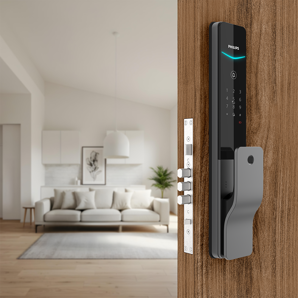 PHILIPS 飛利浦 EASYKEY 推拉式 智能 門鎖 (指紋/密碼/卡片/臨時密碼/機械鑰匙) /組 DDL801-5HBS