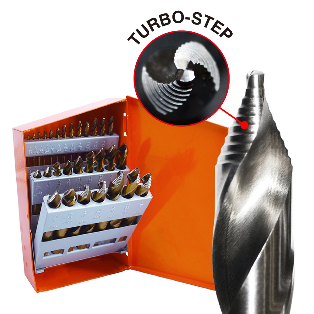 FSDBC29 29PC Cobalt TurboStep Reduced Shank Drill Bit Set Fisher