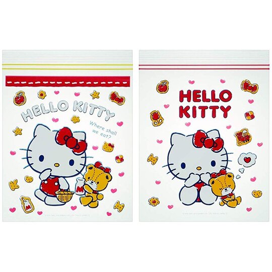 小禮堂 Hello Kitty 夾鏈袋 密封袋 分類袋 透明袋 收納袋 方形透明 (20入 紅 餅乾) - 小禮堂卡通百貨