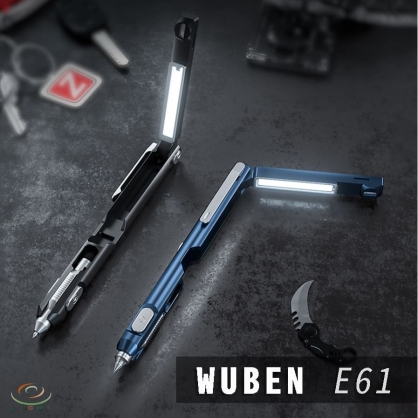 【WUBEN】Gecko 壁虎 E61 多功能筆燈 130流明 / 紅藍閃 警示燈 - (工業黑)